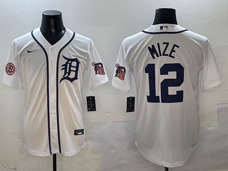 Men Detroit Tigers #12 Mize White Game 2025 Nike MLB Jersey style 5